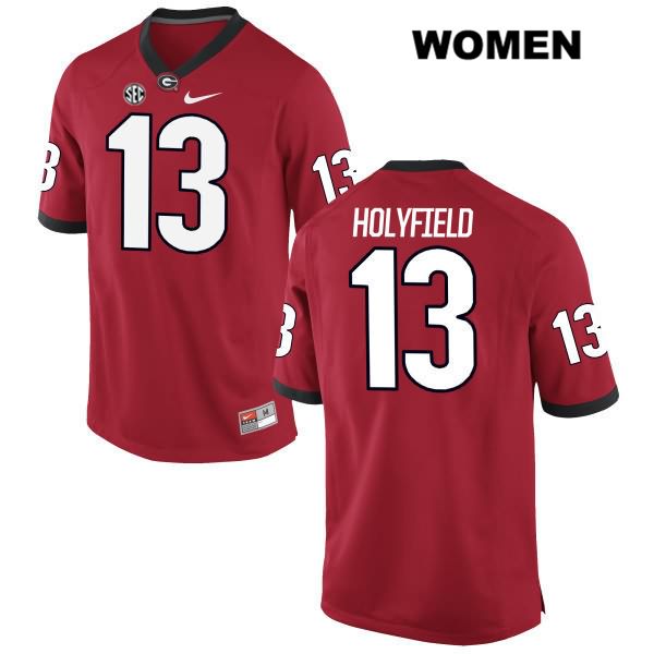 Georgia Bulldogs Women's Elijah Holyfield #13 NCAA Authentic Red Nike Stitched College Football Jersey GLZ2356HZ